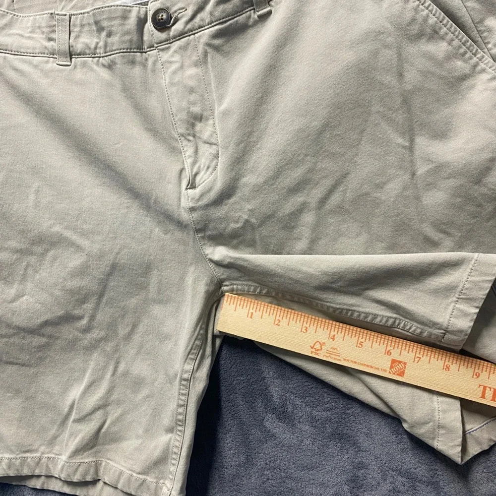 Mugsy Teddys Mens Khaki Chino Shorts Size 38 w/ 9 Inch Inseam Stretch K6SNLK Tan